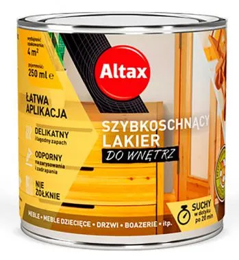 Фото Быстросохнущий лак для внутренней отделки ALTAX 250мл 50824-00-000025 в интернет-магазине ToolHaus.ru