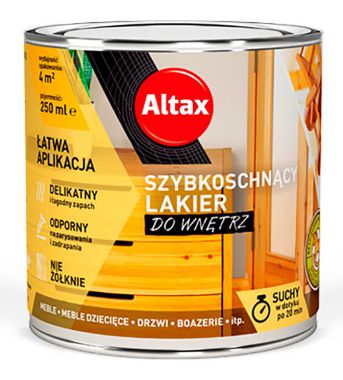 Фото Быстросохнущий лак для внутренней отделки ALTAX 250мл 50823-00-000025 в интернет-магазине ToolHaus.ru