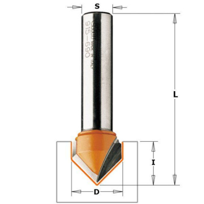 Фото Фреза концевая CMT V-образная D=16,0 I=12,7 S=8,0 L=52,8 в интернет-магазине ToolHaus.ru
