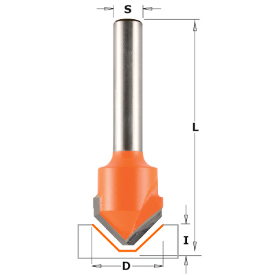 Фото Фреза концевая CMT V-образная D=18,0 I=7,5 S=8,0 L=60,0 в интернет-магазине ToolHaus.ru